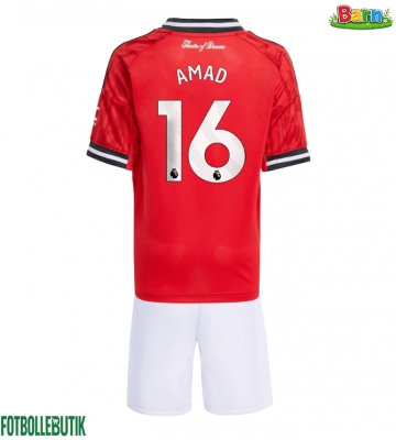 Manchester United Amad Diallo #16 Hemmaställ Barn 2025-26 Kortärmad (+ Korta byxor)